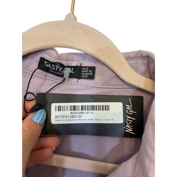 NWT Poplin Oversized Button Down Shirt Nasty Gal Prep School Country Club 2 - Picture 2 of 4